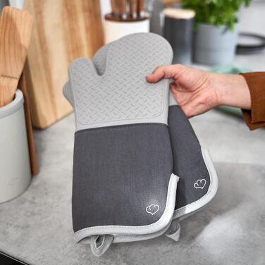 Набор 2 шт. Силикон и хлопок, термостойкий (прихватки, серый)