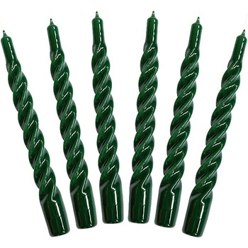 Свічки з крученим конусом, виготовлені в Італії, доступні 25 кольорів, лаковані настільні свічки, спіральні свічки з тривалим часом горіння 5 годин, декоративні свічки, 6 шт. , 2,2 x 21 см (зелені)