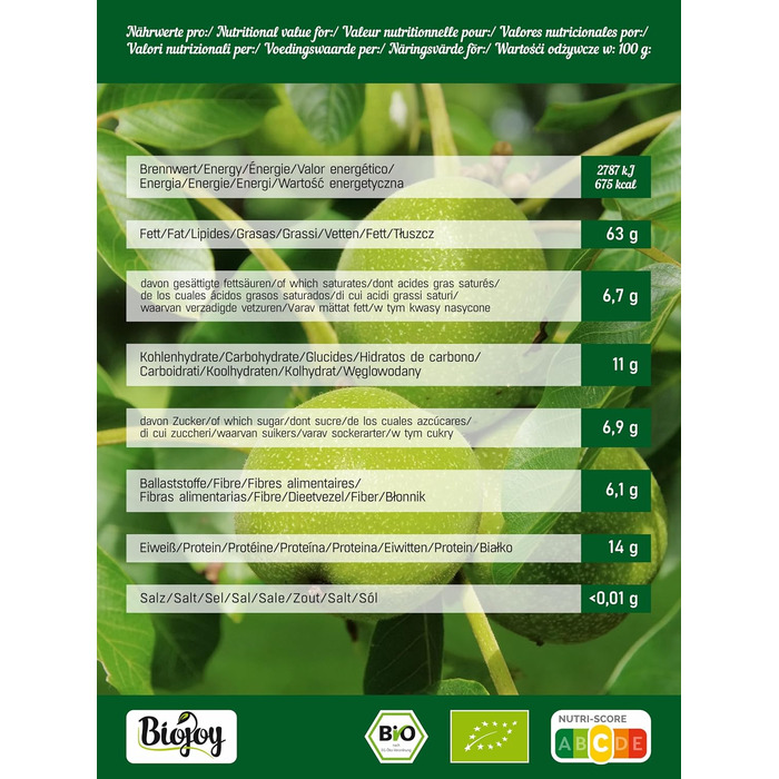 Ядра волоських горіхів очищені від шкаралупи 500 г Biojoy