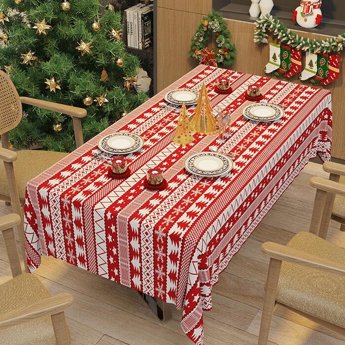 Скатертина для столу, 140 x 180 см, різдвяна червона DBAILY