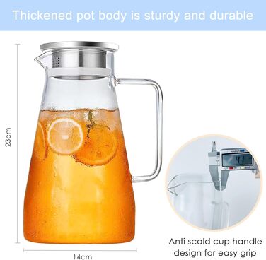 Стеклянный кувшин для воды с крышкой 2,3л Nutabevr