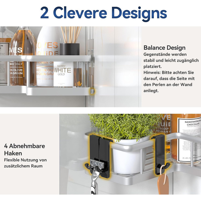 Набір кутових полиць для душу, 3 предмети, сріблястий YASONIC