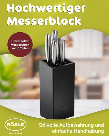 Набір ножів з дерев'яним блоком, 6 предметів Basic Line Rosle