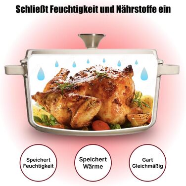 Чавунна жаровня 3,5 л з кришкою 24 см, біла GRAND FEU