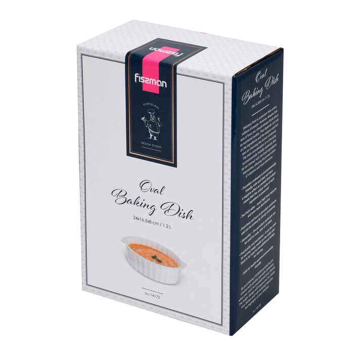 Овальная форма для запекания Fissman 24х16,5х8 см/1,6 л фарфоровая цена за шт (14172)