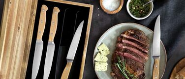 Набір ножів для стейків 4 шт. з ручками з тонкого оливкового дерева, 12,5 см Springlane Kitchen