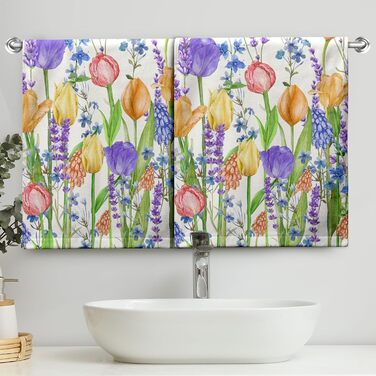 Різдвяні кухонні рушники Kwlegh, рушник для рук, різдвяна ялинка, цукерка-тростина, сніжинка, рушник для пальців, набір з 2 шт. , милий чоловічий банний рушник, високопоглинаючі рушники, 36 x (тюльпан і лаванда)