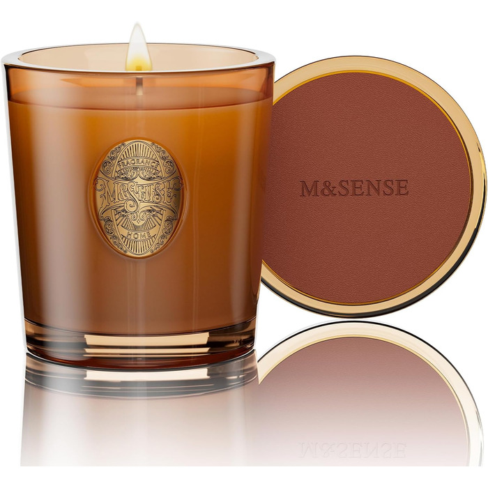 Ароматна свічка M&SENSE &quotЛісова хатина&quot, ароматичні свічки у склянці, натуральна соєва свічка, час горіння 55 годин, подарункові свічки для жінок та чоловіків, подарункова свічка (гаряче какао, 260 г)