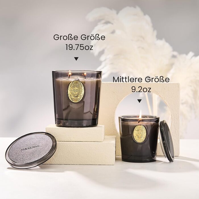 Ароматна свічка M&SENSE Лісова хатина, ароматичні свічки у склянці, натуральна соєва свічка, час горіння 55 годин, подарункові свічки для жінок та чоловіків, подарункова свічка (удове дерево, 560 г)