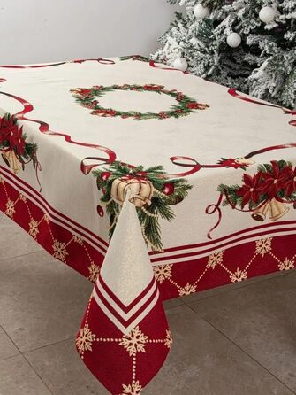 Різдвяна гобеленова скатертина Home of Christmas Скатертина на Різдво та Новий рік (Дзвіночки (без блискіток), 140x180 см)