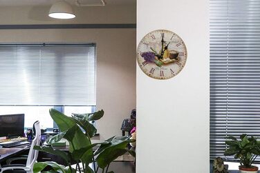 Настінний кухонний годинник YOAI, вінтажний, потертий ШИК, античний, ностальгічний, сільський, кварцовий годинник з МДФ з безшумним механізмом, 12 дюймів/30 см Ø (кольоровий)