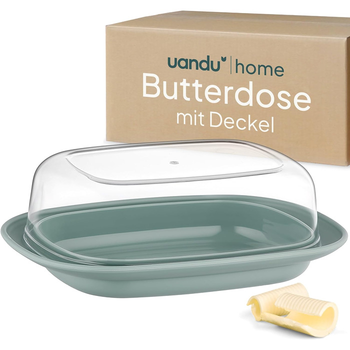 Масленка uandu с пластиковой крышкой, масленка с крышкой, масленка с посудомоечной машиной, коробка для масла, контейнер для масла, масленка, жестяная банка для масляной коробки, масленка - синяя x2 (зеленая)