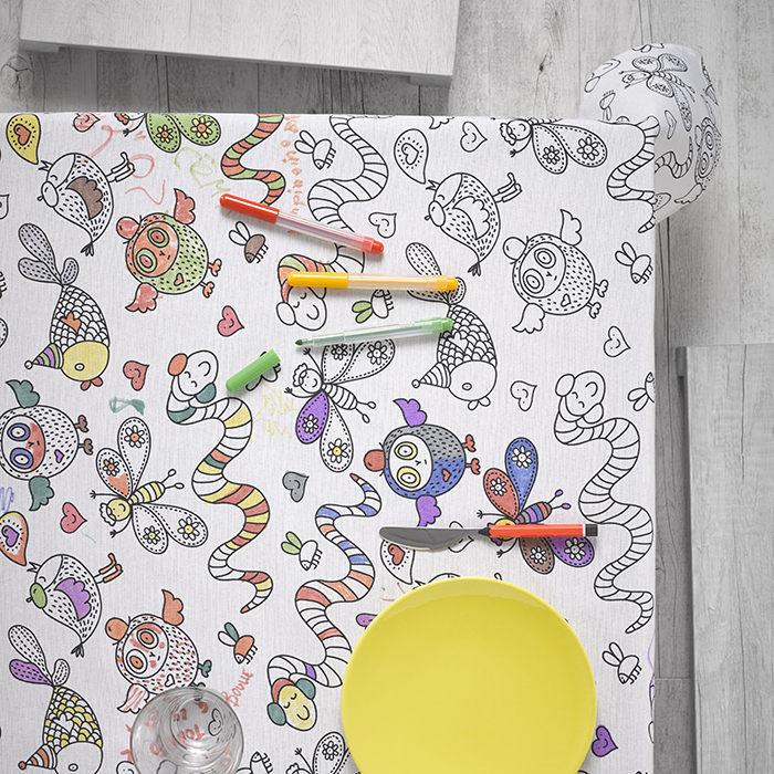 Скатерть Atenas Home Textile Animals + фломастеры 12 шт., хлопок с полиэстером
