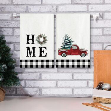 Набір з 2 різдвяних кухонних рушників 45 x 65 см, набір J Автомобіль Ohok