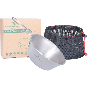 Титанова чаша для кемпінгу зі складною ручкою 450 мл iBasingo