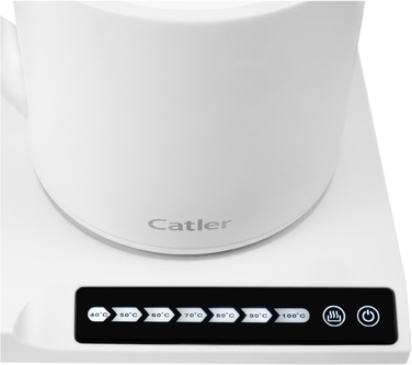 CATLER Електрочайник 0.6л, Strix, заварник, нерж. сталь, підтримка температури, сенс. керув., білий