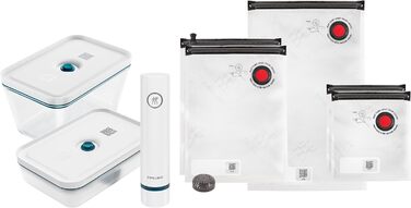 Стартовий набір для вакуумного зберігання продуктів ZWILLING Fresh & Save, скляний, 16 предметів, включаючи банку, насос і пакет, La Mer (8 предметів, скляний)