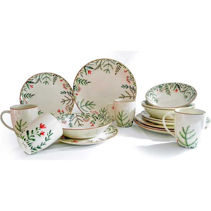 Набір посуду на 4 персони, 16 предметів, Greenery Leaves Creatable