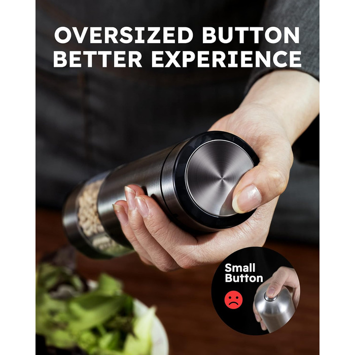 Млин для солі та перцю електричний з підзарядкою від USB, набір 2 предмети, металік FORLIM