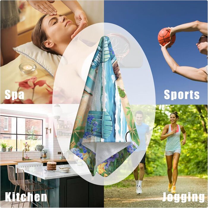 Різдвяні кухонні рушники Kwlegh, рушник для рук, рушник для пальців у формі різдвяної ялинки з цукерками та сніжинками, набір з 2 шт. , милий чоловічий банный рушник, високопоглинаючі рушники, 36 шт. (літній пляж)