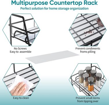 Стійка для спецій двохярусна 31 x 16,5 x 31 см, чорна BOKIOVIN