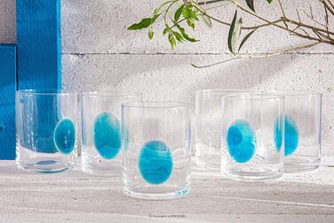 Бокалы Набор из 6 шт. - Бокалы для коктейлей Бокалы для воды ручной работы - Бокалы для виски Бокалы для джина Бокалы для рома Стаканы для сока - 410 мл Стекло - (Синий)