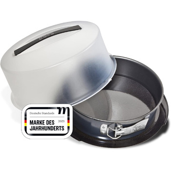 Пружинна форма Zenker 7020 з кришкою для транспортування Ø 28 см DELUXE, форма для випікання з емальованим плоским дном і витяжкою для перенесення, кругла форма для торта з собою (колір чорний металік), кількість ука 28 см одинарна