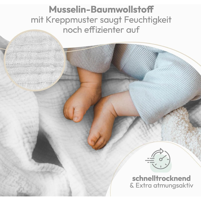 Серветки для відрижки в наборі з 10 шт. з чистої бавовни - Нетоксичні муслінові серветки 70x70 - Абсорбуючі муслінові серветки - Муслінові серветки як муслінові підгузки, що можна прати - Бежевий (білий, 20 шт. )