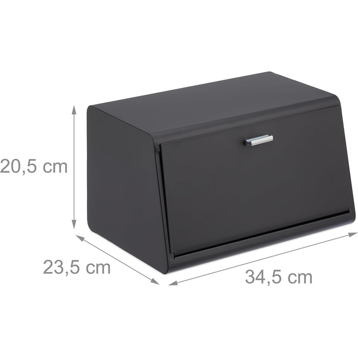 Хлібниця з нержавіючої сталі 34,5 х 23,5 х 20,5 см чорний Relaxdays