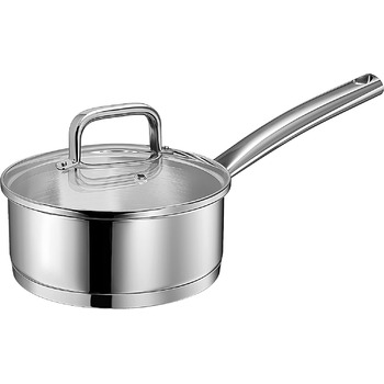Маленька індукційна каструля Linnuo 16 см зі скляною кришкою, маленька каструля об&39ємом 1,5 л виготовлена з нержавіючої сталі 18/10, ручка не нагрівається, коване дно для всіх плит, міні-каструля, каструля для молока, індукційна каструля (16 см 1,2 л)