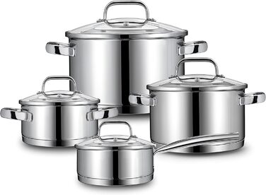 Каструля 1,5 л з нержавіючої сталі зі скляною кришкою 16 см Linnuo