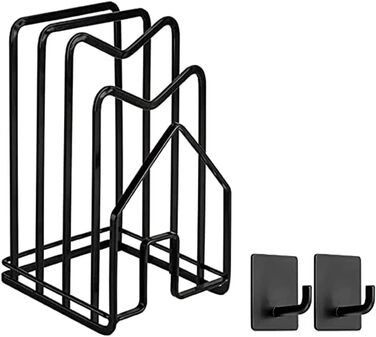 Металлическая стойка для для кухонной столешницы, 12,5 x 14,5 x 21,5 см, (черный с 2 клейкими крючками) LINFIDITE