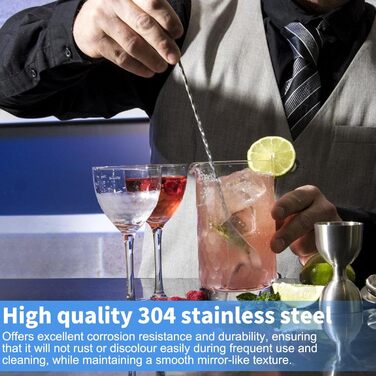 Набір із 4 барних ложок 25 см, нержавіюча сталь KITDAHOM