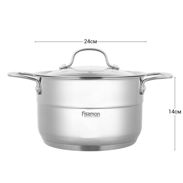 Каструля Fissman NORDIA 24x14 см / 6,4 л з кришкою (5374)