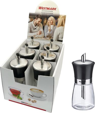 Дисплей дозатора цукру Westmark, вміст 6 дозаторів, ємність 190 мл кожен, скло/нержавіюча сталь/пластик, чорний, прозорий/чорний/сріблястий, 63592611 дозатор цукру 6 шт. чорний