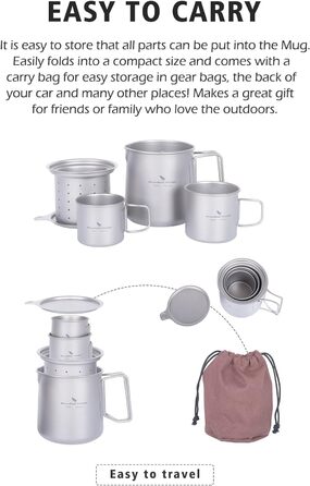 Титановий чайник для кемпінгу 500 мл iBasingo