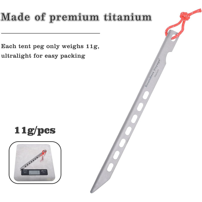 Титановые колышки для палаток 12 шт. Ti4008P iBasingo