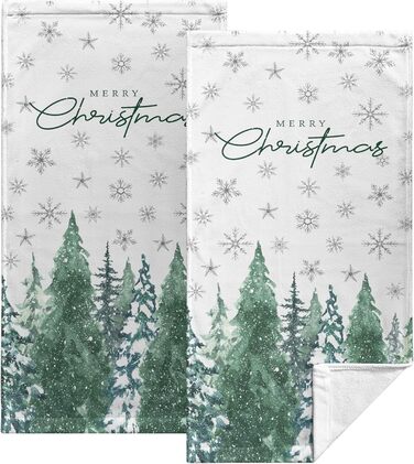 Різдвяні кухонні рушники Kwlegh, рушник для рук, різдвяна ялинка, цукерка-тростина, сніжинка, рушник для пальців, набір з 2 шт. , милий чоловічий банний рушник, високопоглинаючі рушники, 36 x (Різдвяний ліс)