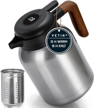 Термоглечик 1,5 л з чайним фільтром, нержавіюча сталь VETIN
