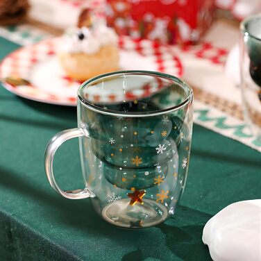 Двостінний келих для лате з різдвяною ялинкою 270 мл. ecooe