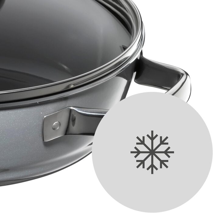 Сковорода для тушкування 24 см зі скляною кришкою, сіра Fusiontec Mineral WMF