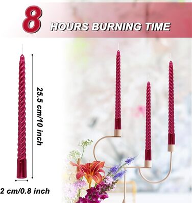 Набір з 4 конічних спіральних свічок 2 х 25,5 см, червоний Alederways