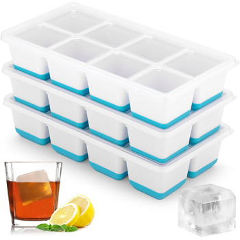 Силіконова форма для кубиків льоду Sinnsally, Набір з 3 формочок для кубиків льоду та льодових кубиків, Кубики льоду з кришками, Кулька для форми для кубиків льоду, Форма для льоду, Контейнер для кубиків льоду, Силіконова форма для кубиків льоду, Форма дл