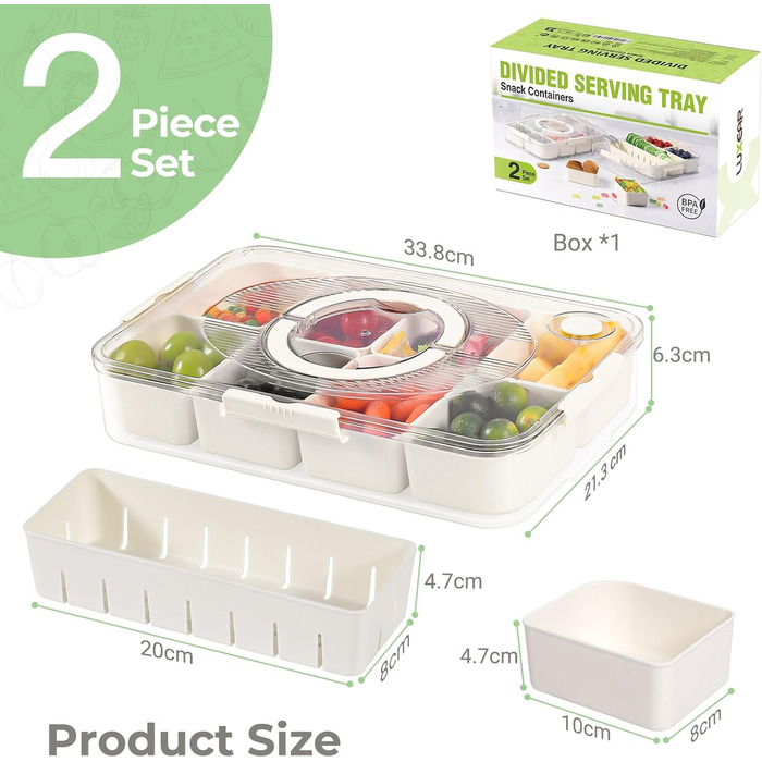 Коробка для снеків з 14 відділеннями, 2 комплекти Luxear