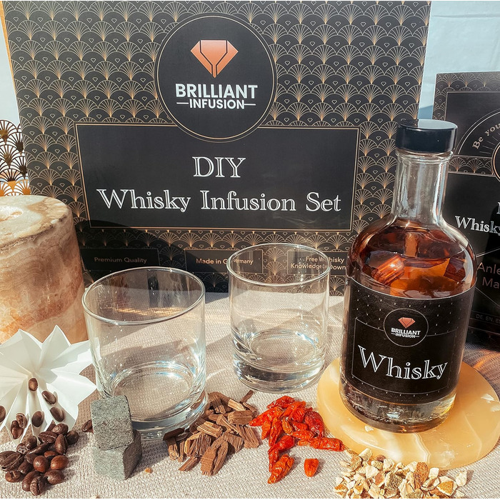 Подарунковий набір для віскі, вкл. аксесуари для дегустації віскі, каміння для віскі та келих для віскі Brilliant Infusion