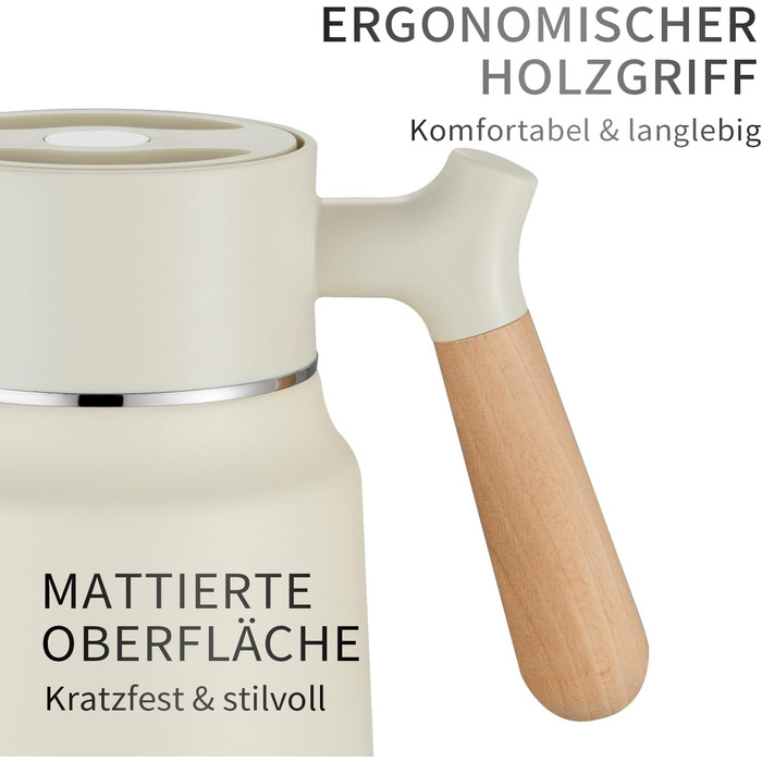 Термос-кавник 1,5 л нержавіюча сталь, білий VETIN