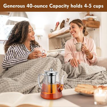 Чайник заварювальний скляний 1,2 л з фільтром для чаю zpose