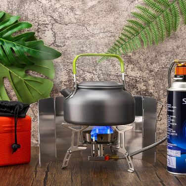 Вт Газовая плита с пьезоподжигом, ветрозащитная газовая походная печь для всех газовых горелок с винтовым картриджем, с адаптером Складная походная печь (3500 Вт с ветровым стеклом (красным)), 3500