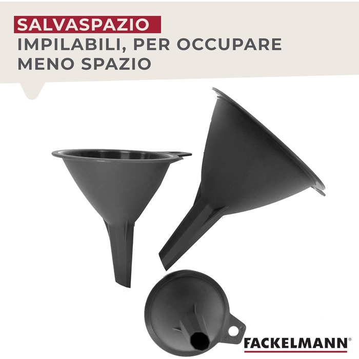 Набір воронок, 3 предмети, сірі Fackelmann