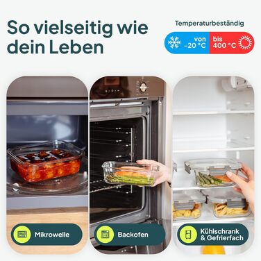 Набір з 10 скляних контейнерів для зберігання продуктів з кришками Uandu